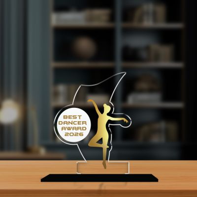 Personalized Best Dancer Award Dance Achievement Recognition Gift for Dancers, Students & Teacher UV Printed Acrylic Award Trophy (Best Dancer Trophy)